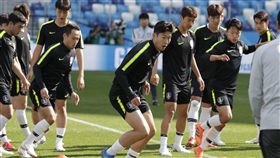 韓國隊最後集訓練球。（圖／美聯社／達志影像）