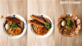 太刀拉麵、雙刀拉麵、肉圈圈拉麵。（圖／麵屋武藏提供）