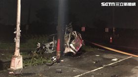 彰化芳苑鄉福海宮外火燒車車禍／翻攝畫面