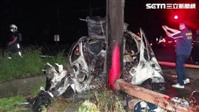 彰化芳苑鄉福海宮外火燒車車禍