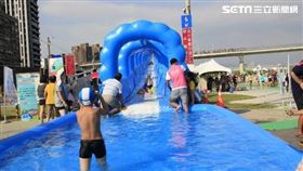 新北市,新月橋,大型滑水道,2018新月水道節,新月橋,新月廣場,滑水道