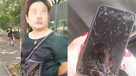大媽撿到手機討不到錢，竟把人家手機摔爛。（圖／翻攝訊騰網）