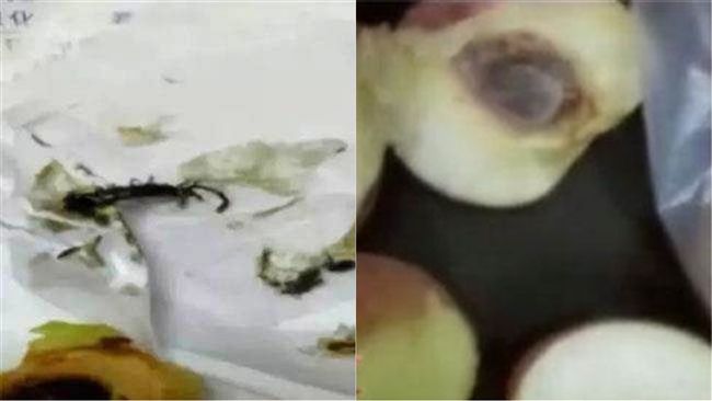 陸女水蜜桃吃一半　慘遭蜈蚣「舌吻」