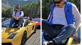 ▲「土豪臀」坐崩藍寶堅尼前擋(圖／翻攝自微博)