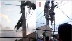 觸電,供電,工人,維修,停電,燒焦,大陸,湖北,荊州,承包,電纜,降溫　圖／翻攝自秒拍　https://goo.gl/QKGSZs