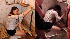 大陸,廁所,馬桶,警消,右腳,卡住 圖／翻攝自微博