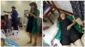 中國大陸吉林省一名女子在同學會致詞時突然倒地猝死。（圖／翻攝自吉林大冷面微博）