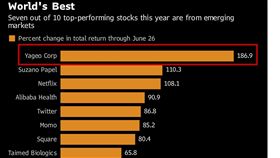 2018上半年全球表現最好的10支股票（圖／翻攝自彭博）