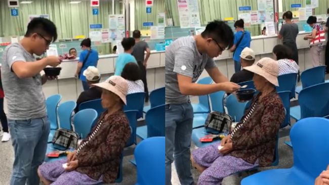 孝孫餵生病嬤吃粥　一口一口吹涼超暖