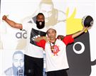 NBA年度最有價值火箭球星「大鬍子」哈登（James Harden），造訪台灣，首次錄綜藝節目初體驗，獻給吳宗憲主持的《綜藝玩很大》。（記者邱榮吉/攝影）