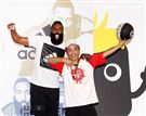 NBA年度最有價值火箭球星「大鬍子」哈登（James Harden）造訪台灣。（記
