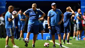 瑞典隊賽前練球。（圖／路透社／達志影像）