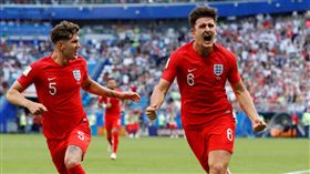 英格蘭馬古尼(Harry Maguire)頭槌進球得分。（圖／路透社／達志影像)