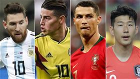 梅西,C羅,J羅,孫興慜（合成圖／路透社、美聯社／達志影像；Instagram）