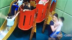把男童踹下滑梯骨頭斷3截 家長抱屁孩拔腿就跑	(圖/翻攝自《新京報》)