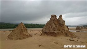 福隆沙雕遭颱風瑪莉亞重創。（圖／福容大飯店提供）