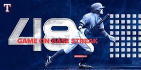 ▲德州遊騎兵韓國強打秋信守連48場上壘。（圖／截自網路）