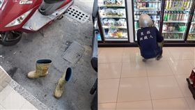 工人脫下沾滿泥濘的靴子進超商買飲料，此舉讓網友大讚超有同理心！（圖／翻攝爆怨公社）