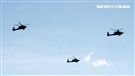 AH-64E阿帕契攻擊直升機「全作戰能力」成軍典禮，空中分列式。（記者邱榮吉/龍潭拍攝）