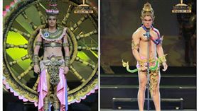 ▲泰國來自不同府的選手，穿著在地特色服飾上台走秀，展現男性選美的魅力。（圖／翻攝自泰國網臉書） 
