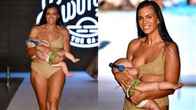 女模馬丁邊走秀邊哺乳引起爭議。（圖／翻攝Daily Mail）