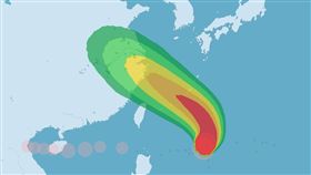 安比路徑罕見「逆時鐘」大轉彎。（圖／翻攝氣象局）
