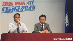 國民黨發言人洪孟楷（右）宣布拒絕出席促轉會會議（圖／記者李英婷攝）