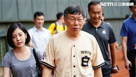 中華職棒明星賽，台北市長柯文哲賽前練投。 （圖／記者林敬旻攝）