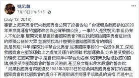 姚元潮,楊忠和,紀政,檢舉信,正名,東奧,東亞青年運動會　圖／翻攝自臉書　https://goo.gl/dAe9RW