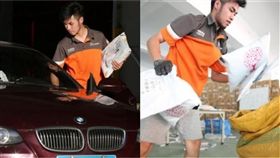 大陸,富二代,BMW,快遞,送貨(圖/翻攝自微博)