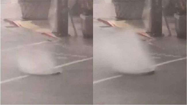 豪雨成災！北投雨大到人孔蓋狂噴水