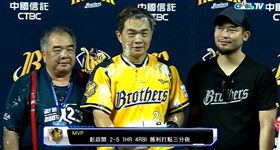 ▲2天後將過40歲生日彭政閔獲選單場MVP。（圖／截自CPBL TV）