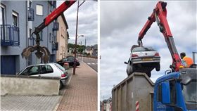 停車,車庫,機器手臂,油壓鉗,怪手　圖／翻攝自臉書