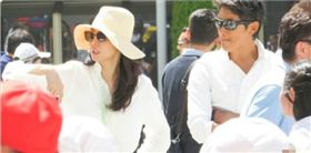 松嶋菜菜子（左）和反町隆史日前被拍到相偕參加小女兒學校運動會。（圖／翻攝自週刊女性）