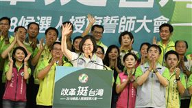 身兼民進黨主席的總統蔡英文今（5）日到台南市舉行授旗儀式。（圖／民進黨提供）