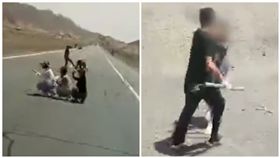 大陸,敦煌,高速公路,遊客,司機,鐵棍（圖/翻攝自梨視頻）