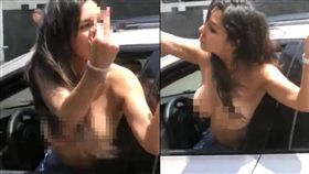 BMW女駕駛上空比中指／翻攝自《LiveLeak》