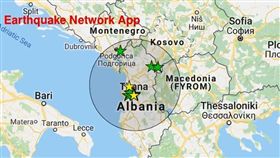 當局表示，規模5.4和5.1地震今日接連侵襲阿爾巴尼亞北部，造成67棟房舍受損，但無人員受傷。（圖／翻攝自推特）