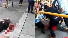 大陸重慶發生一起砍人事件，一名59歲李姓豬肉販，疑不滿前妻在公園與3名男舞伴跳舞，憤而持刀到公園捅人，造成1死3傷。警方獲報抵達現場後，成功壓制李男，至於詳細的事發原因還有待釐清。（圖／翻攝自微博）