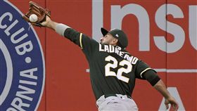 ▲Laureano從接殺到展現超級雷射肩。（圖／美聯社／達志影像）