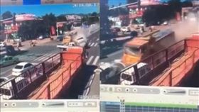 失速貨車！煞車失靈連環衝撞　13車如保齡球瓶遭撞飛（圖／翻攝自中國報）大陸,車禍,貨車,剎車失靈