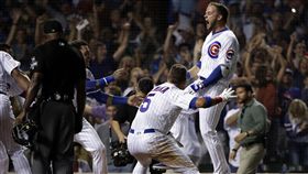 波特轟出再見滿貫砲後，受到隊友熱歡迎。（圖／美聯社／達志影像）　