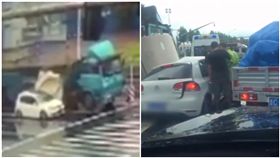 大陸,山東,貨車,紅燈,鋼捲(圖/翻攝自梨視頻)