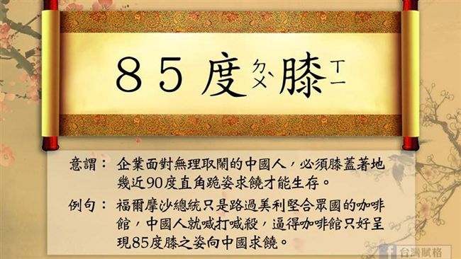 被迫道歉認92共識　新成語８５度膝