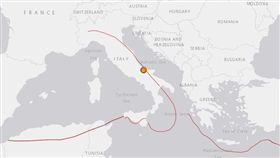 義大利南部城鎮福賈（Foggia）附近發生規模5.3地震（圖／翻攝自USGS）