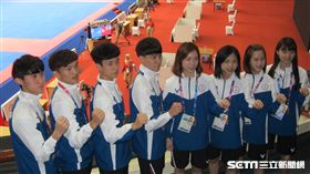 ▲台灣跆拳道品勢亞運代表隊。（圖／記者蕭保祥攝）