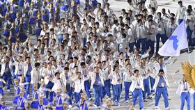 ▲南北韓在雅加達亞運舉統一旗進場。（圖／美聯社／達志影像）