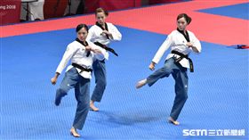 亞運,跆拳道品勢女團,陳湘婷,陳以瑄,林侃諭（圖／記者王怡翔攝）