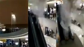 湖南百貨漏水 天花板如洩洪（圖／翻攝自推特影音中國TVC）