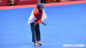 跆拳品勢印尼Defia Rosmaniar拿下地主首面金牌。（圖／記者王怡翔攝）